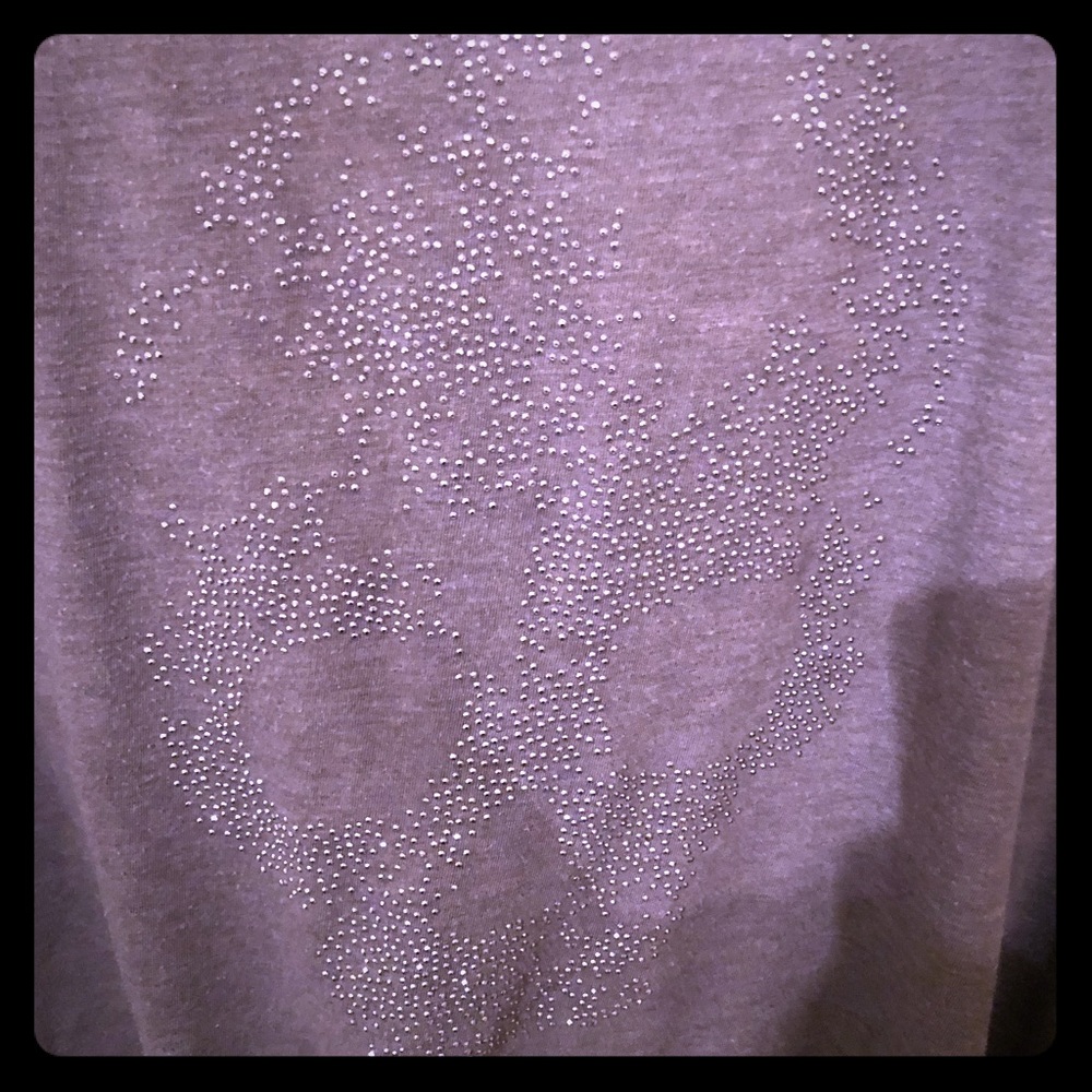 Women’s off shoulder stretchy grey studded skull X